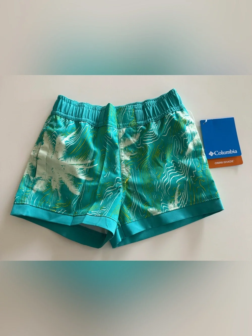 Columbia Toddler Boys Sandy Shores Boardshort, Turquoise Palm Print, 2T, NWT - Picture 1 of 3
